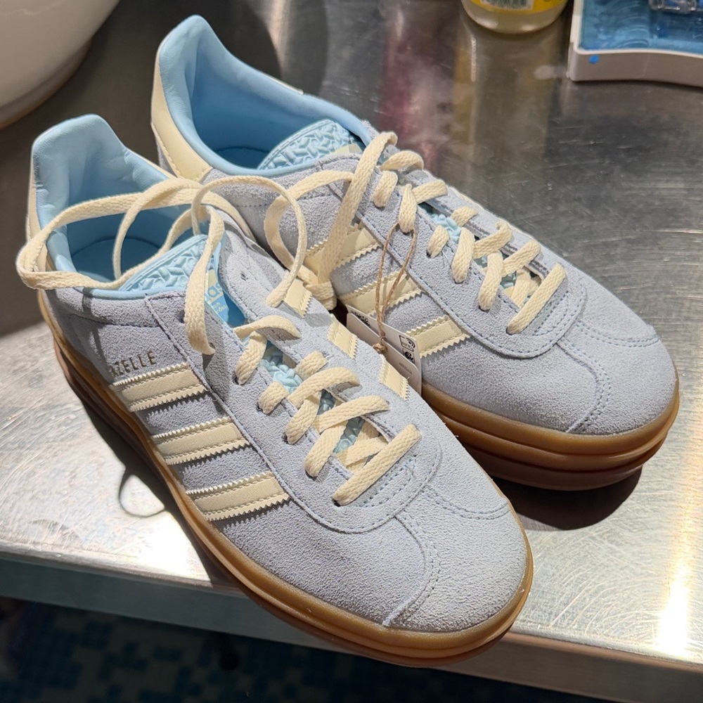 adidas Gazelle Women's Sneakers in Light Blue and Cream